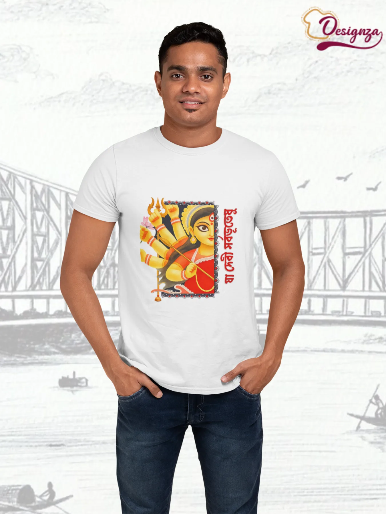 Men's pure Cotton t shirt debi — White