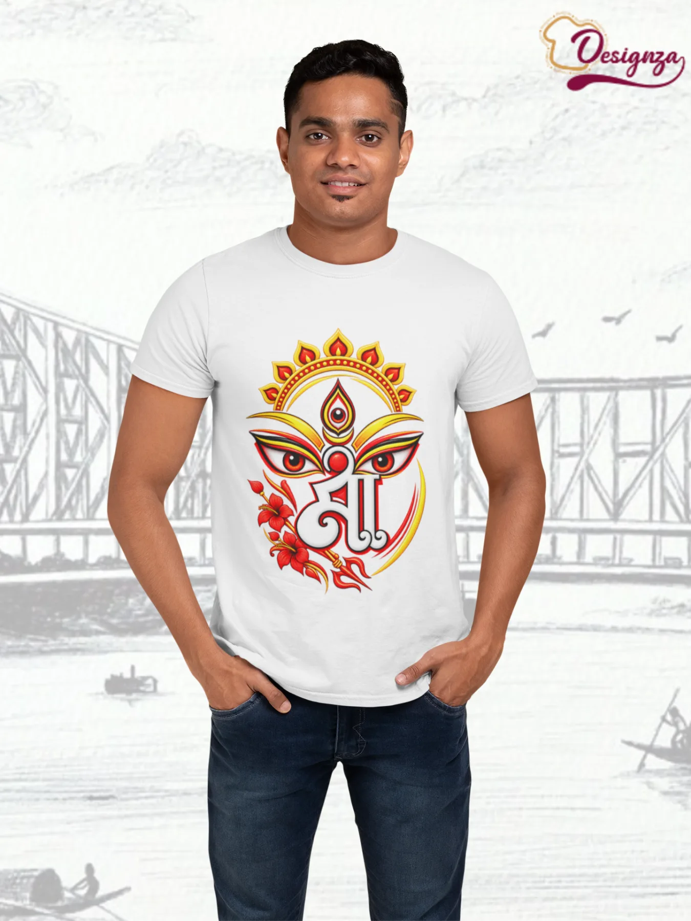 Men's pure Cotton t shirt maa — White