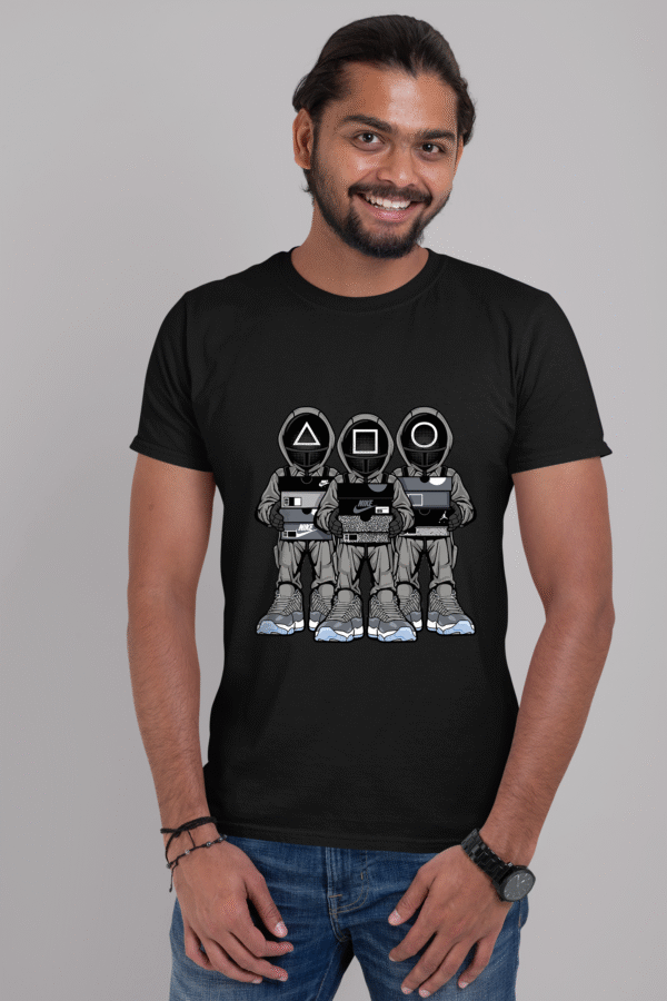 Bio-Washed Cotton Black Polo T-Shirt with Anime Design - Image 2