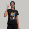 Bio-Washed Cotton Black T-Shirt with Anime Design