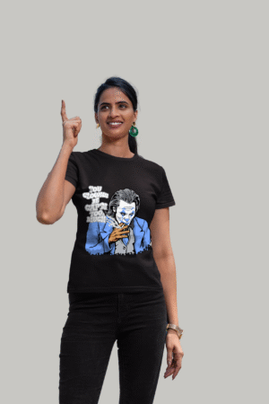 Bio-Wash Cotton Black T-Shirt with Anime Design