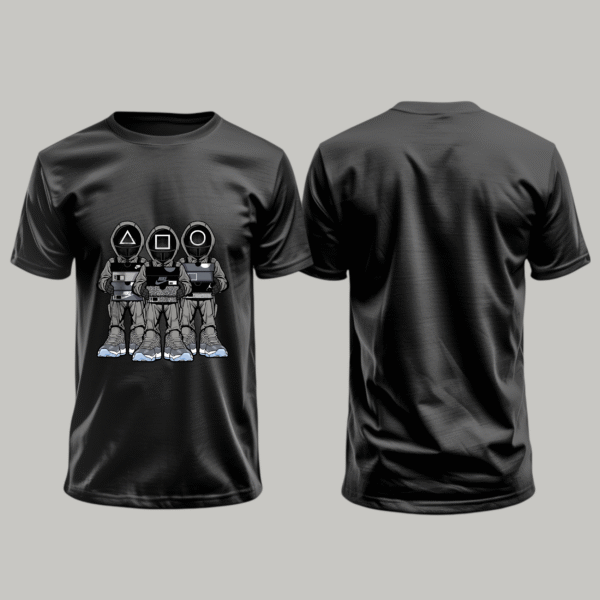 Bio-Washed Cotton Black Polo T-Shirt with Anime Design - Image 3