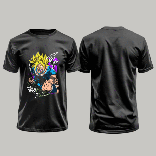Bio-Washed Cotton Black T-Shirt with Anime Design - Image 3
