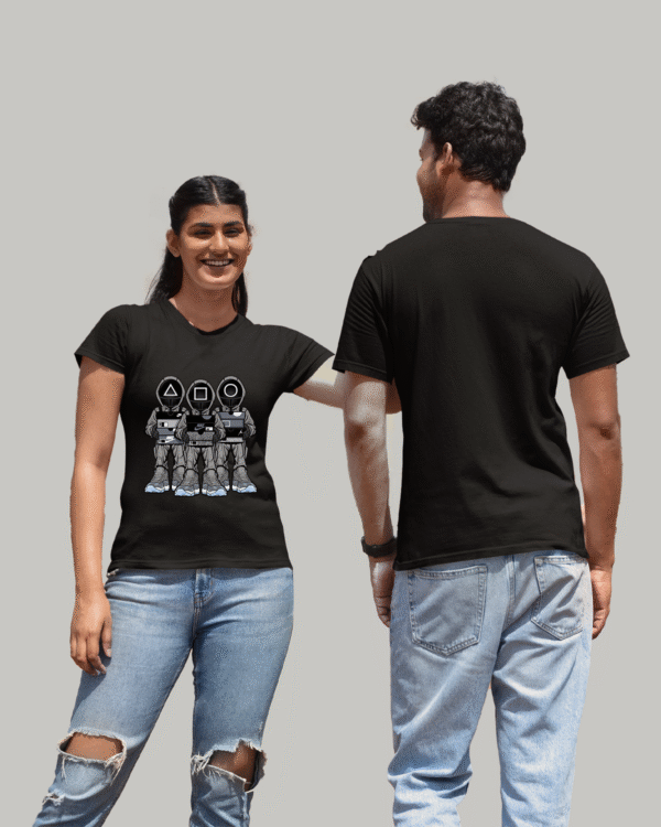 Bio-Washed Cotton Black Polo T-Shirt with Anime Design - Image 4