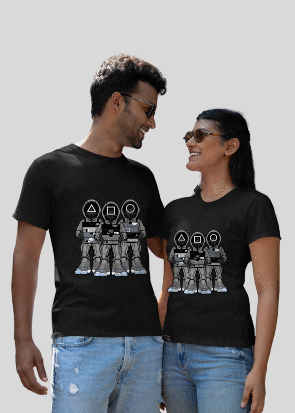 Bio-Washed Cotton Black Polo T-Shirt with Anime Design - Image 5