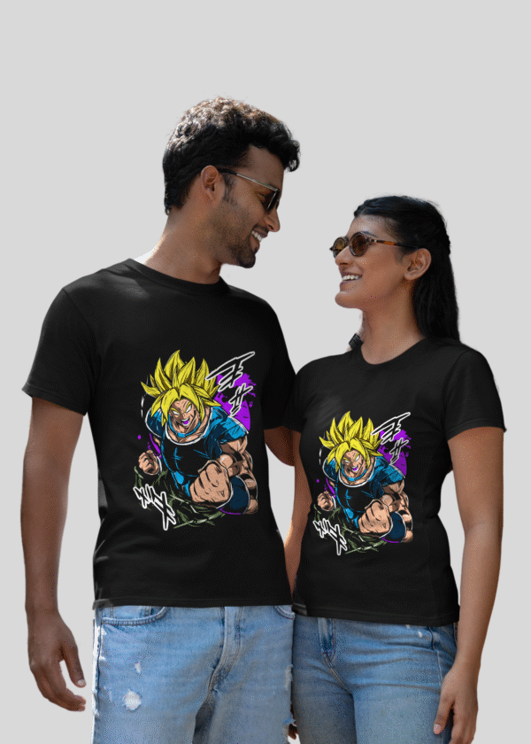 Bio-Washed Cotton Black T-Shirt with Anime Design - Image 4
