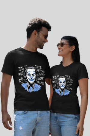 Bio-Washed Cotton Black Round T-Shirt with Anime Design