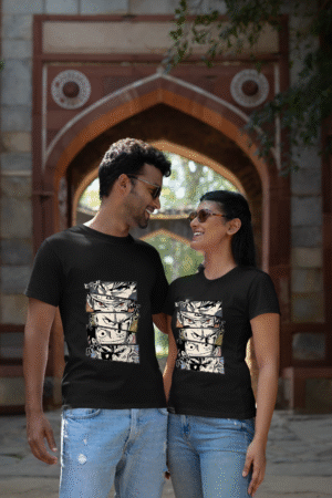 Bio-Wash Cotton Black T-Shirt with Anime Design