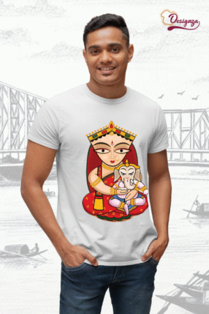 Unisex Bio-Wash Pure Cotton Bengali Typography “পূজা” Printed T-Shirt