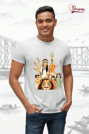 Unisex Bio-Wash Pure Cotton Bengali Typography “পূজা” Printed T-Shirt