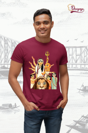 Unisex Bio-Wash Pure Cotton Bengali Typography “পূজা” Printed T-Shirt