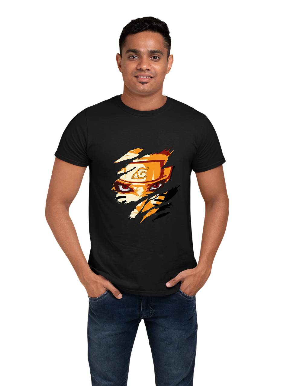 Designza Unisex Naruto Anime Character, 100% Cotton T-Shirt Black, Graphic Print,