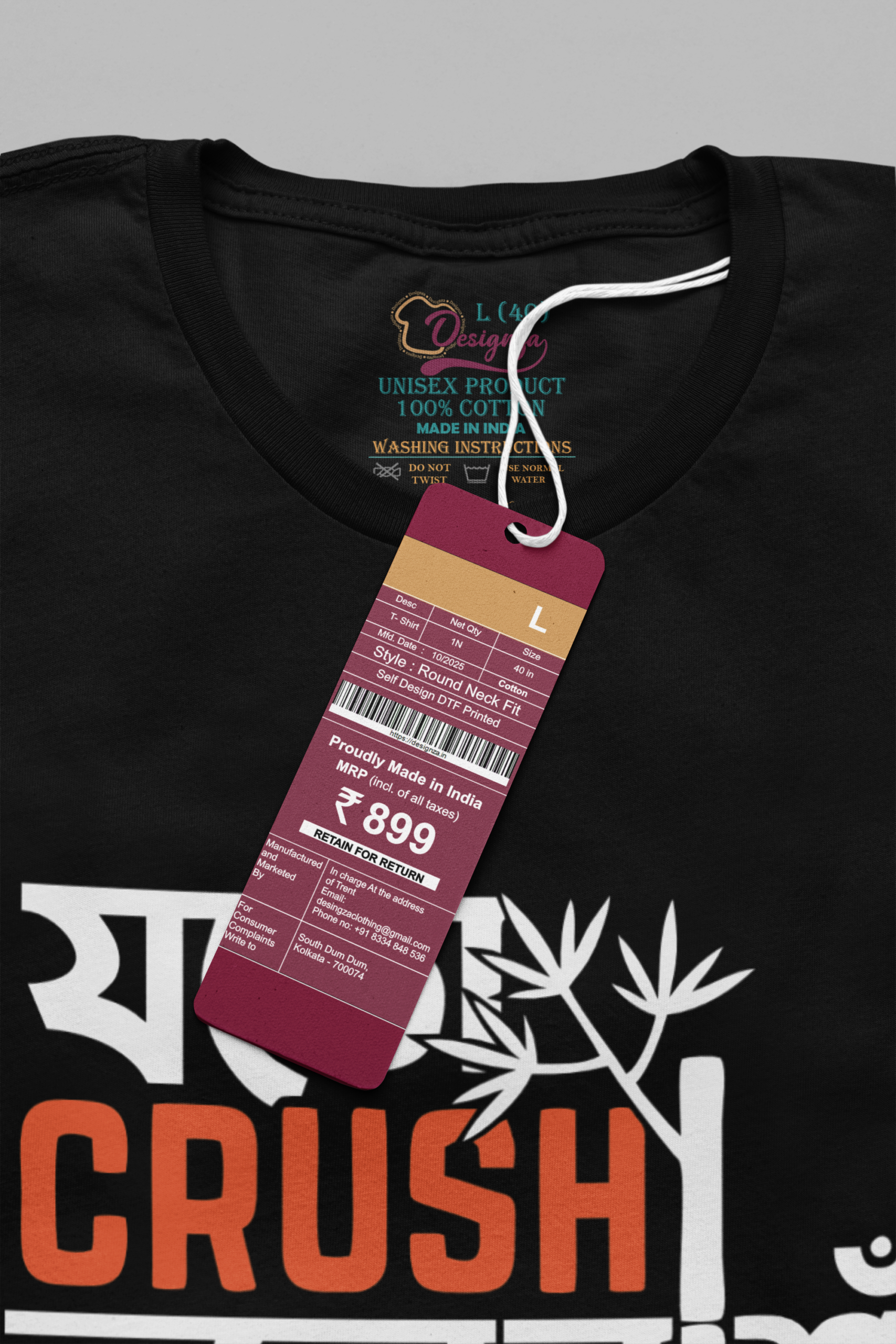 Joto Crush Toto Bansh : Graphic T-Shirt, Black, Crush Print, Short Sleeve, Round Neck - Image 4