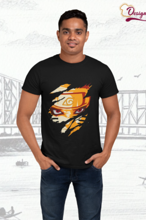 Designza Unisex Naruto Anime Character, 100% Cotton T-Shirt Black, Graphic Print,