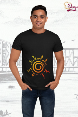 Designza Unisex Black 100% Cotton T-Shirt, Naruto Seal Symbol Black, Anime Graphic Print, Short Sleeve, Round Neck